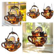 Ghost Reading Book Window Ornament Halloween Decorations