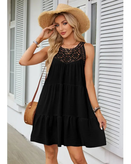 Cassandra™ | Casual Sleeveless Pleated Mini Dress Black Dresses