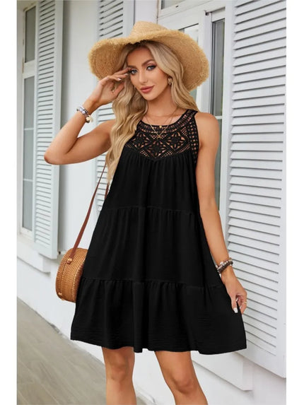 Cassandra™ | Casual Sleeveless Pleated Mini Dress Black Dresses