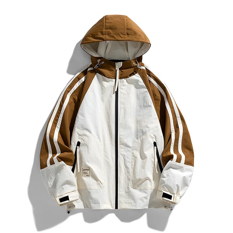Horizon Striped Weather‑Resistant Jacket White Men's Winter Jacket