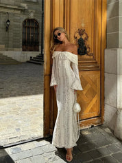Women's Hollow-Out Lace Backless Maxi Dress Dresses