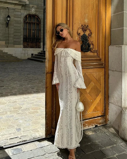 Women's Hollow-Out Lace Backless Maxi Dress Dresses