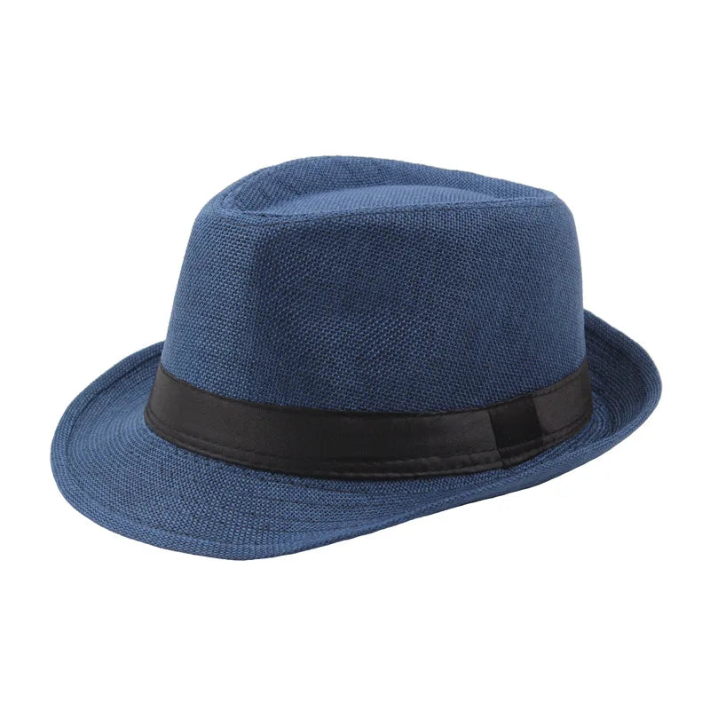 Stylish Wide-Brim Straw Hat for Summer Sun navy Adult Hats