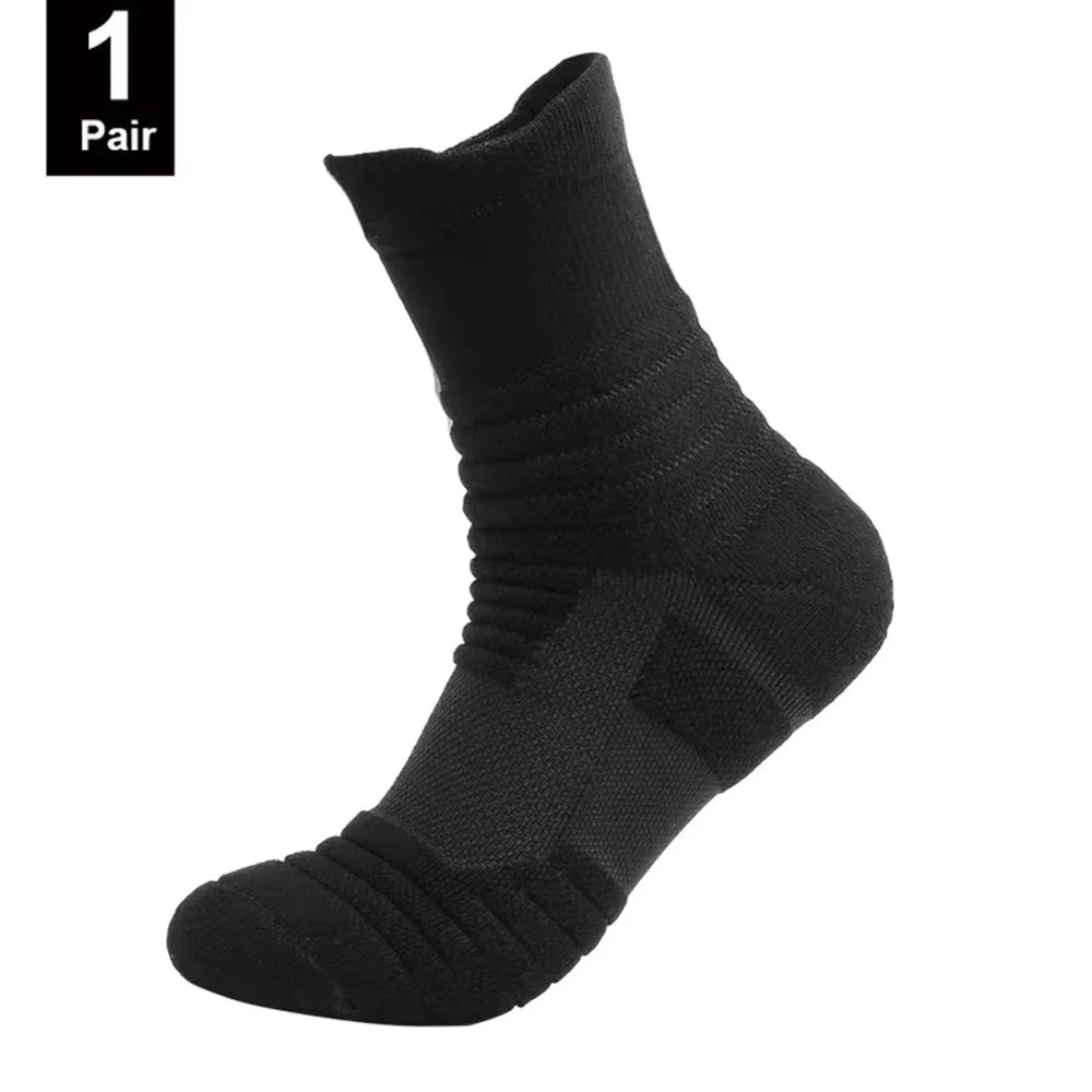 Men’s Anti-Slip Cotton Sports Socks – Breathable, Odor-Free 1pair-Long-black Men's Accessories