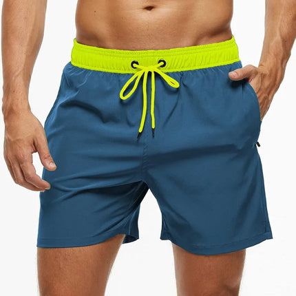 Men's Quick-Dry Swim Trunks with Zipper Pockets GreenBlue Shorts