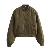 Women's Quilted Bomber Jacket Army Green Jacket