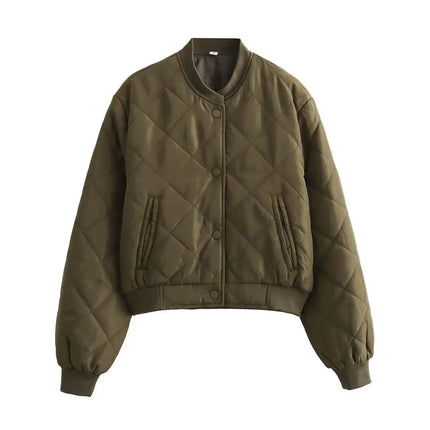 Women's Quilted Bomber Jacket Army Green Jacket