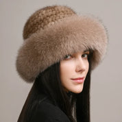 Siberian Aurora Knitted Mink Fur Hat – Luxurious & Timeless Warmth Brown Elastic(54-62cm) Hats