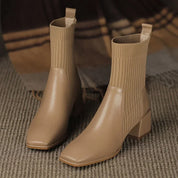Sleeved Square Toe Boots Women's Footwear