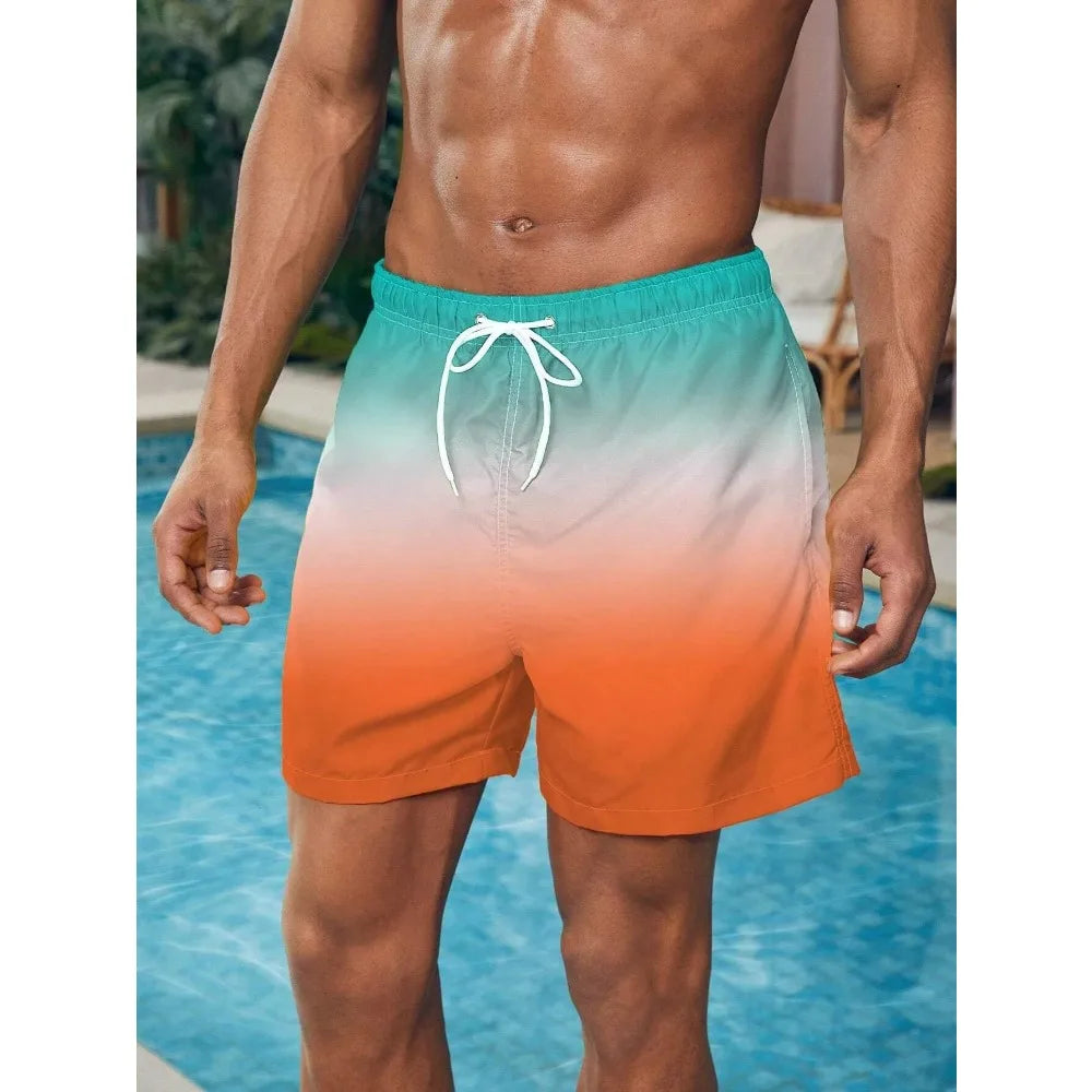 Men's Gradient Color Block Swim Trunks - OKOHOKO™ FASHION