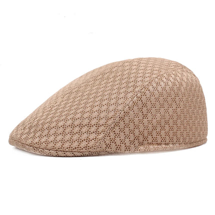 Breathable Mesh Newsboy Cap Khaki Hats