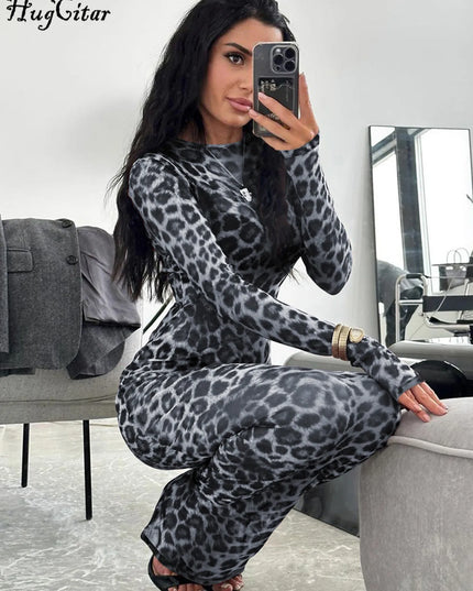 Hugcitar Leopard Print Mesh Maxi Dress Dresses