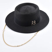 Summer Straw Hats for Women Ribbon Decoration Elegant Ladies Party Dress Hats Travel Beach Sun Hat Chapeau Femme black One Size