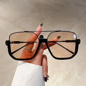 Vintage Oversized Square UV-400 Sunglasses – Trendy Black Tea Sunglasses