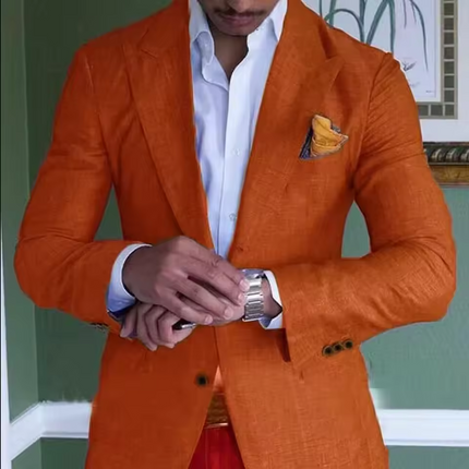 Men's Stylish Linen Blazer Orange Blazer