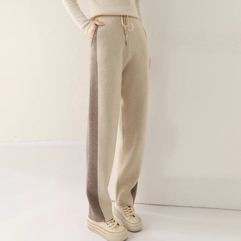 Plush Wool Pants – Wide-Leg Cozy Wool Trousers Women Pants