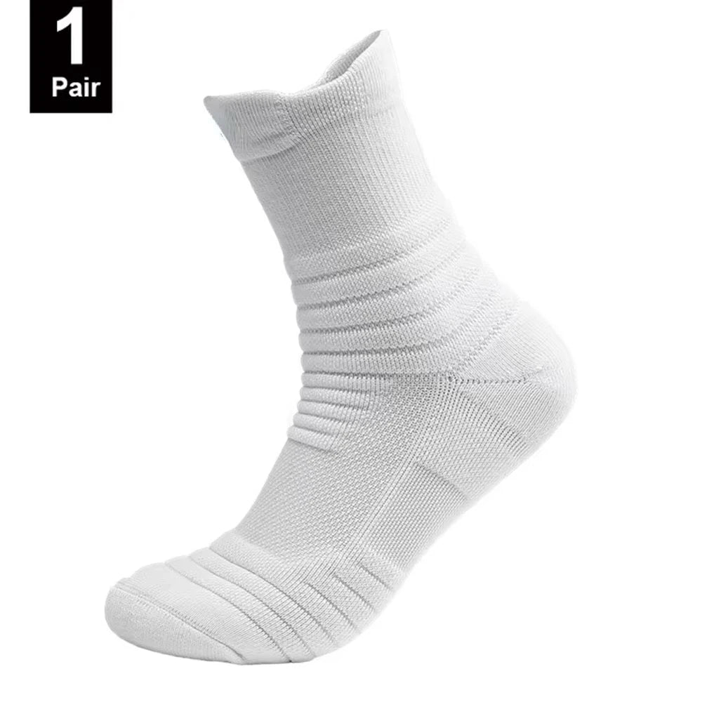 Men’s Anti-Slip Cotton Sports Socks – Breathable, Odor-Free 1pair-Long-White Men's Accessories