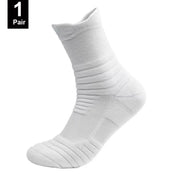 Men’s Anti-Slip Cotton Sports Socks – Breathable, Odor-Free 1pair-Long-White Men's Accessories