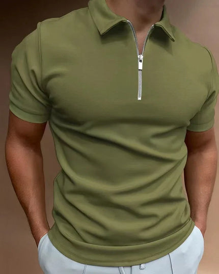 Dylan™ | Casual Zip-up Polo Shirt Army Green