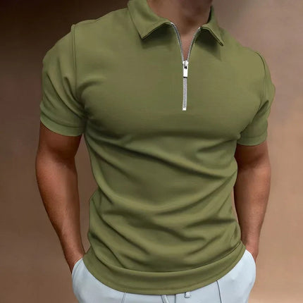 Dylan™ | Casual Zip-up Polo Shirt Army Green