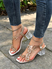 Verity™ | Flower Rhinestones Heel Sandals Shoes & Sandals