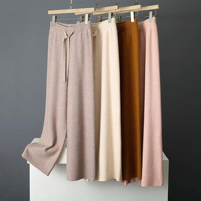 Capri Knit Trousers – Cashmere-Blend Wide-Leg Pants Trousers