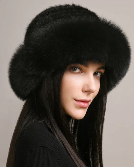 Siberian Aurora - Knitted Mink Fur Hat Black