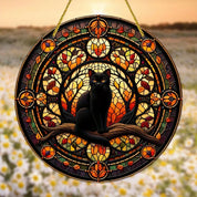 Black Cat Moonlight Window Suncatcher 3 15x15cm Halloween Decorations