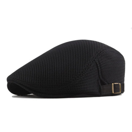 Breathable Summer Mesh Newsboy Cap Black Hats