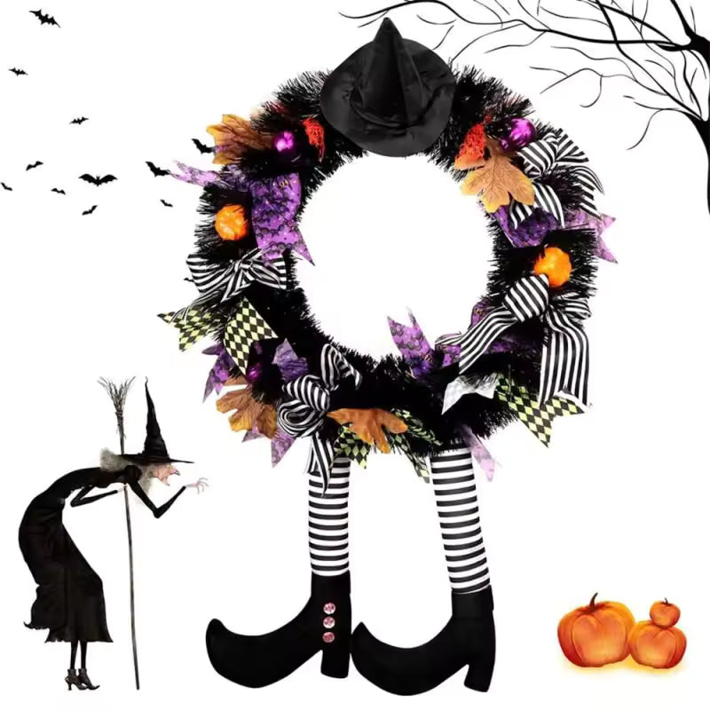 Spooky Witch Halloween Wreath 1PCS Halloween Decorations