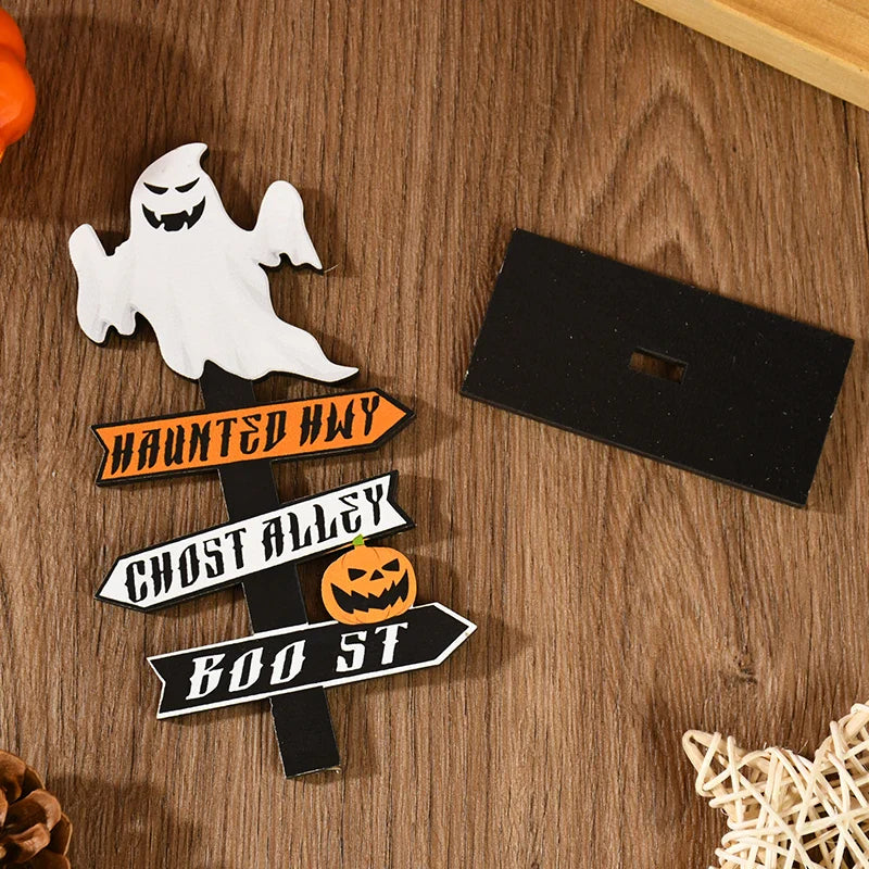 Wooden Pumpkin Ghost Halloween Halloween Decorations