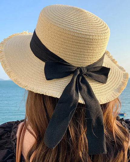 Korean Wide Brim Straw Hat for Women Summer Sun Protection A One Size Hats