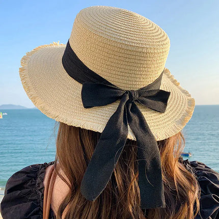 Korean Wide Brim Straw Hat for Women Summer Sun Protection A One Size Hats
