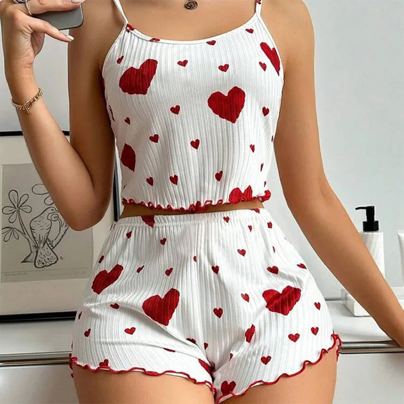 Women’s Love-Print Pajama Set Women's Tops
