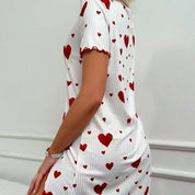 Women's Heart-Print Casual Short-Sleeve Nightdress Women's Tops