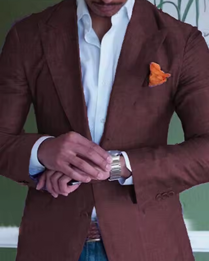 Men's Stylish Linen Blazer Burgundy Blazer