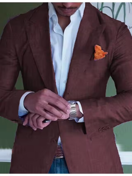 Men's Stylish Linen Blazer Burgundy Blazer