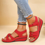 Elena™ – Summer Comfort Wedge Sandals Red Sandals