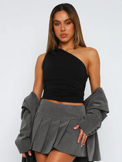 Lou | One-Shoulder Tank Black Tank top