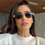 Trendy Unisex Oval Metal Frame Sunglasses Sunglasses