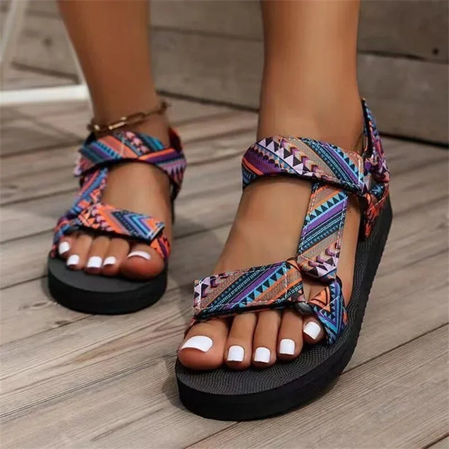 Boho Summer Sandals – Flat Embellished Leather Sandals with Adjustable Straps Sandals