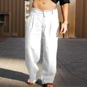 Premium Wide-Leg Linen Pants White Men Pants