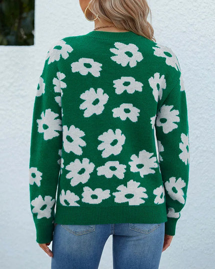 Women’s Floral Lantern Sleeve Knit Sweater Women Sweater
