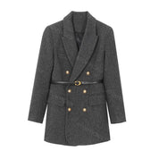 Vintage Wool Blazer with Belt - OKOHOKO™ FASHION