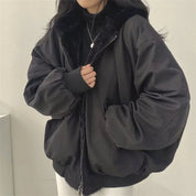 Two-way Hooded Jacket Black Jacket