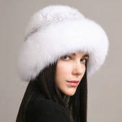 Siberian Aurora Knitted Mink Fur Hat – Luxurious & Timeless Warmth White Elastic(54-62cm) Hats