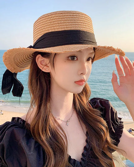 Korean Wide Brim Straw Hat for Women Summer Sun Protection Hats
