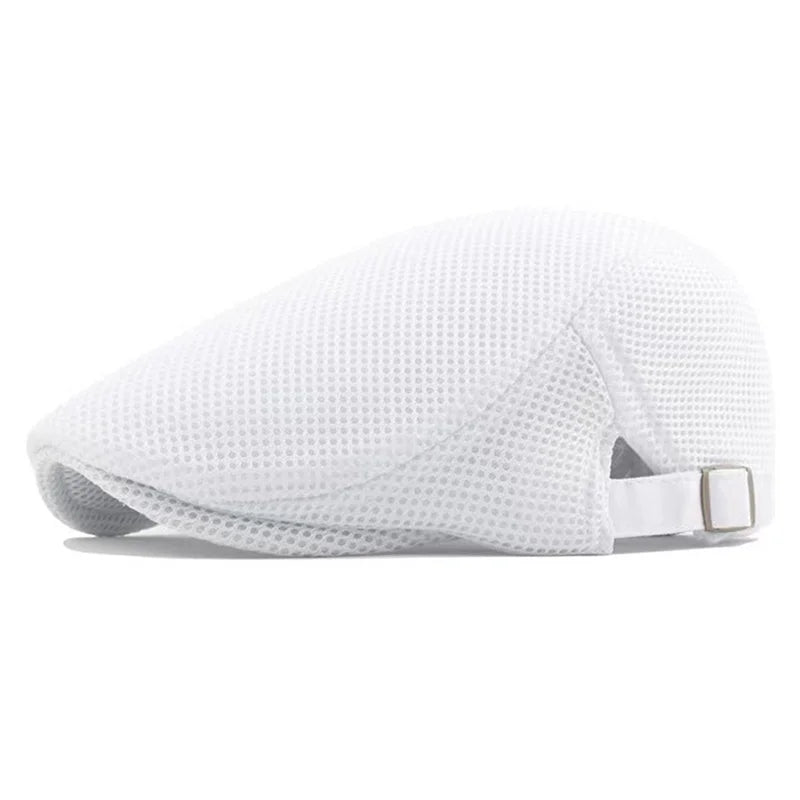 Breathable Summer Mesh Newsboy Cap White Hats