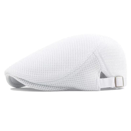 Breathable Summer Mesh Newsboy Cap White Hats