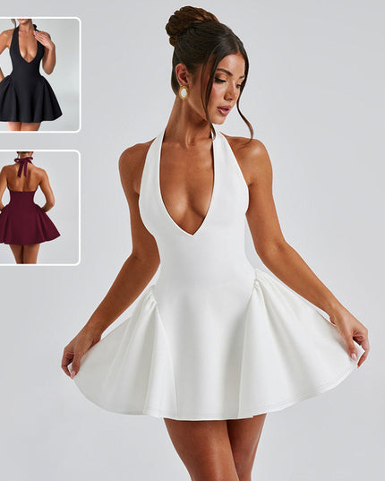 Sexy Deep V-neck Halter Dress V-neck Halter Dress